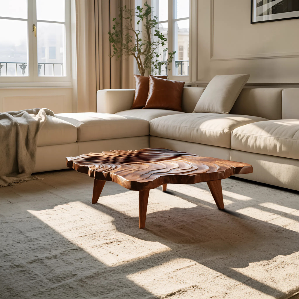 Handcrafted Modern Live Edge Coffee Table For Living Room