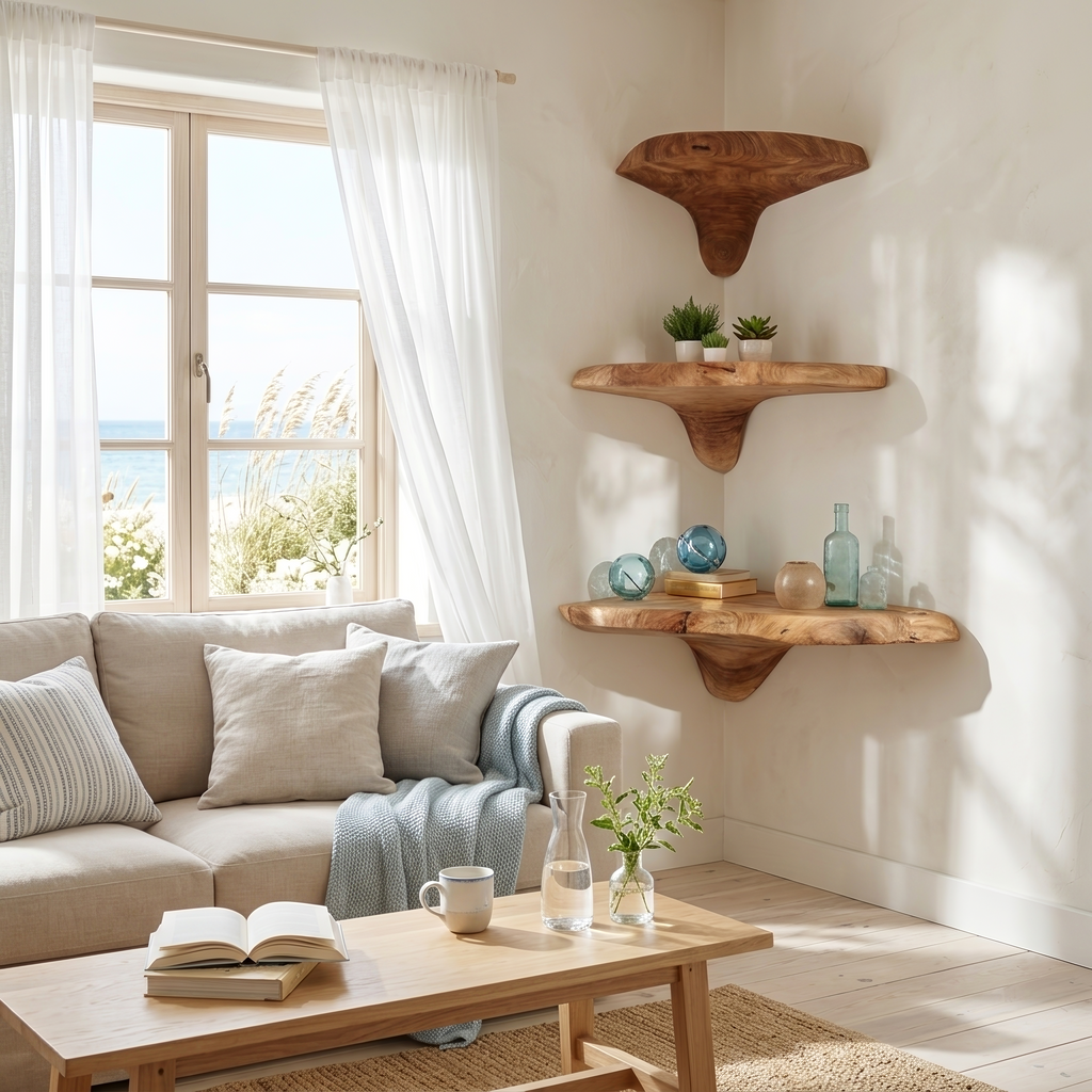 Modern Solid Wood Mushroom Shelf For Living Room Furniture Decor