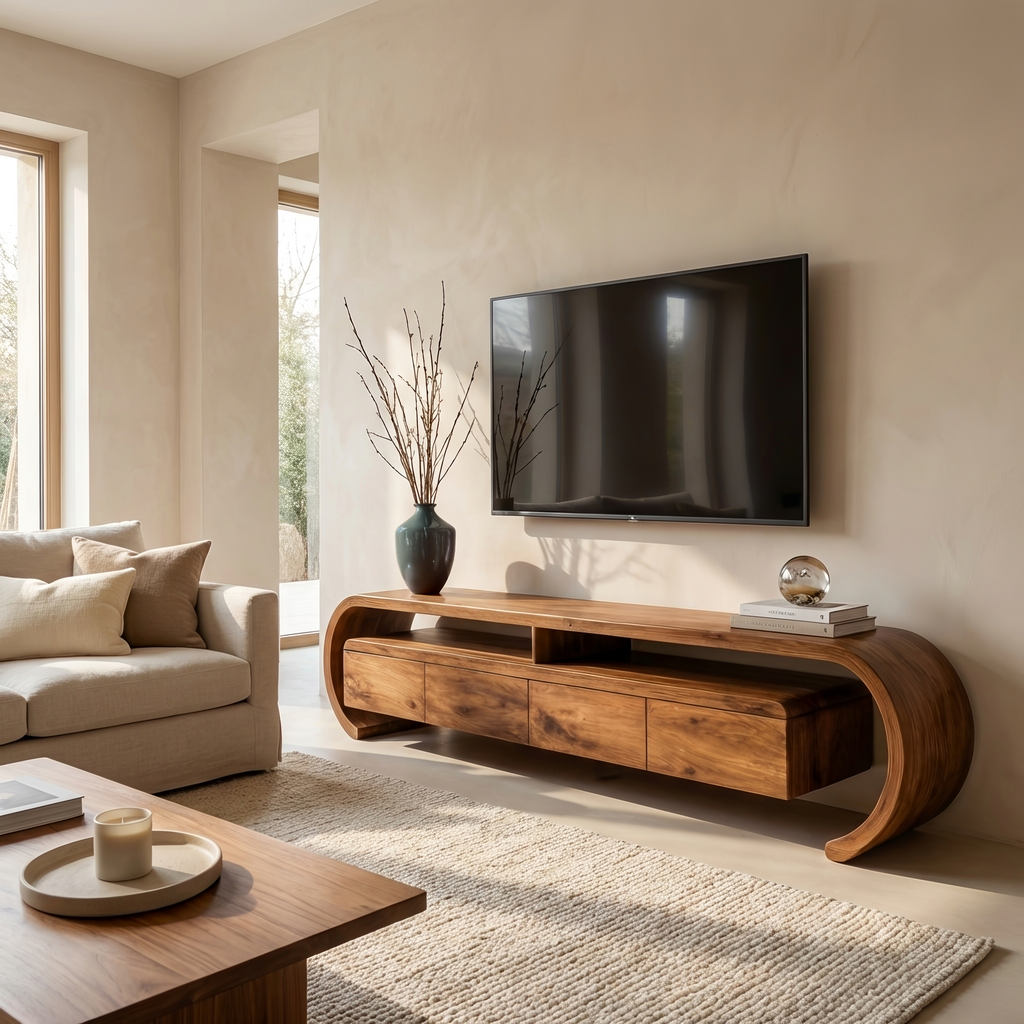 Modern Sculptural TV Console For Media Furniture