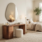 Modern Sculptural Vanity Table With Drawer Storage For Bedroom