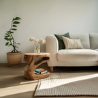 Artistic Side Table With Storage Shelf For Living Room