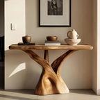 Mid Century Solid Wood Console Table Organic Form For Furniture Decor