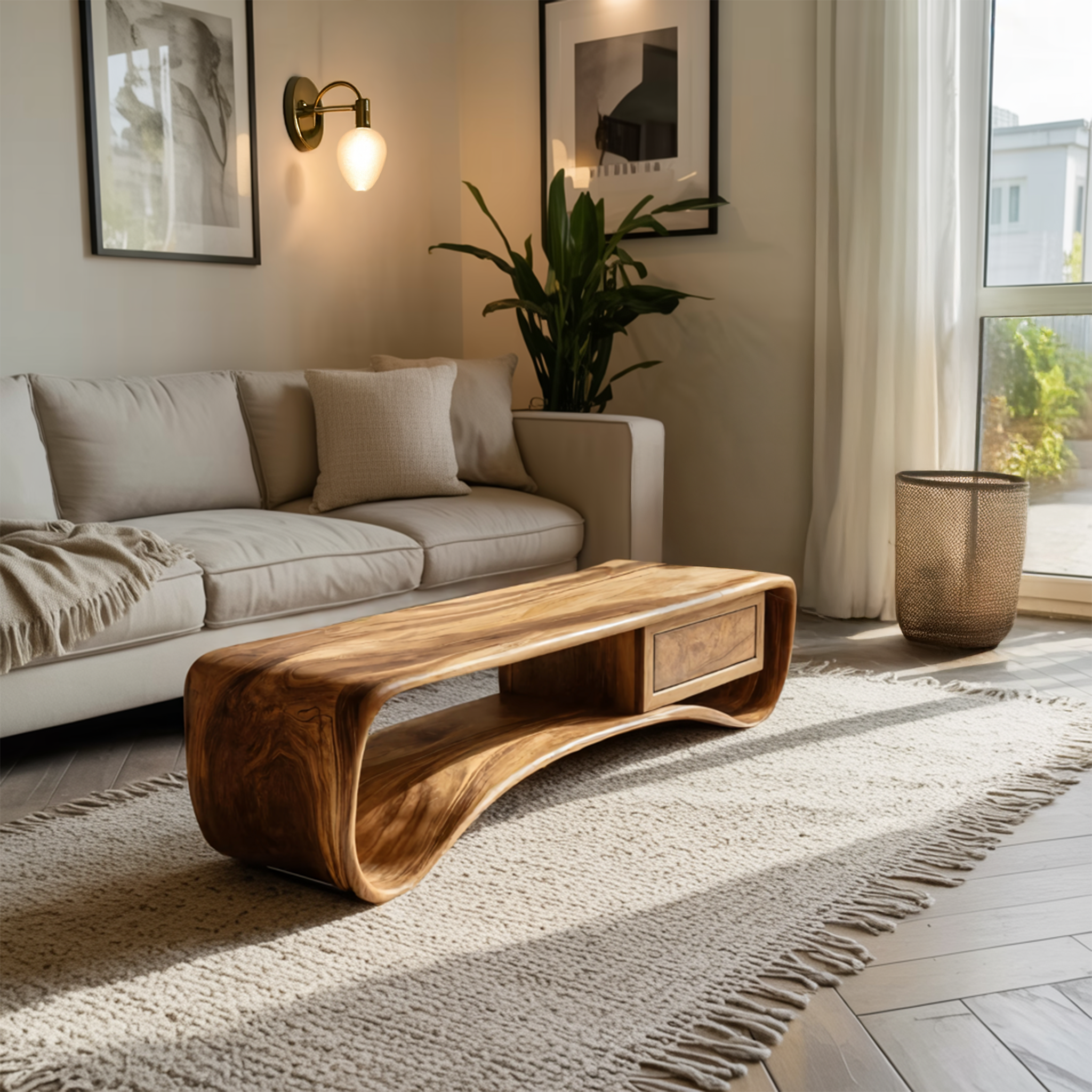 Handcrafted Coffee Table Compact Design For Living Room