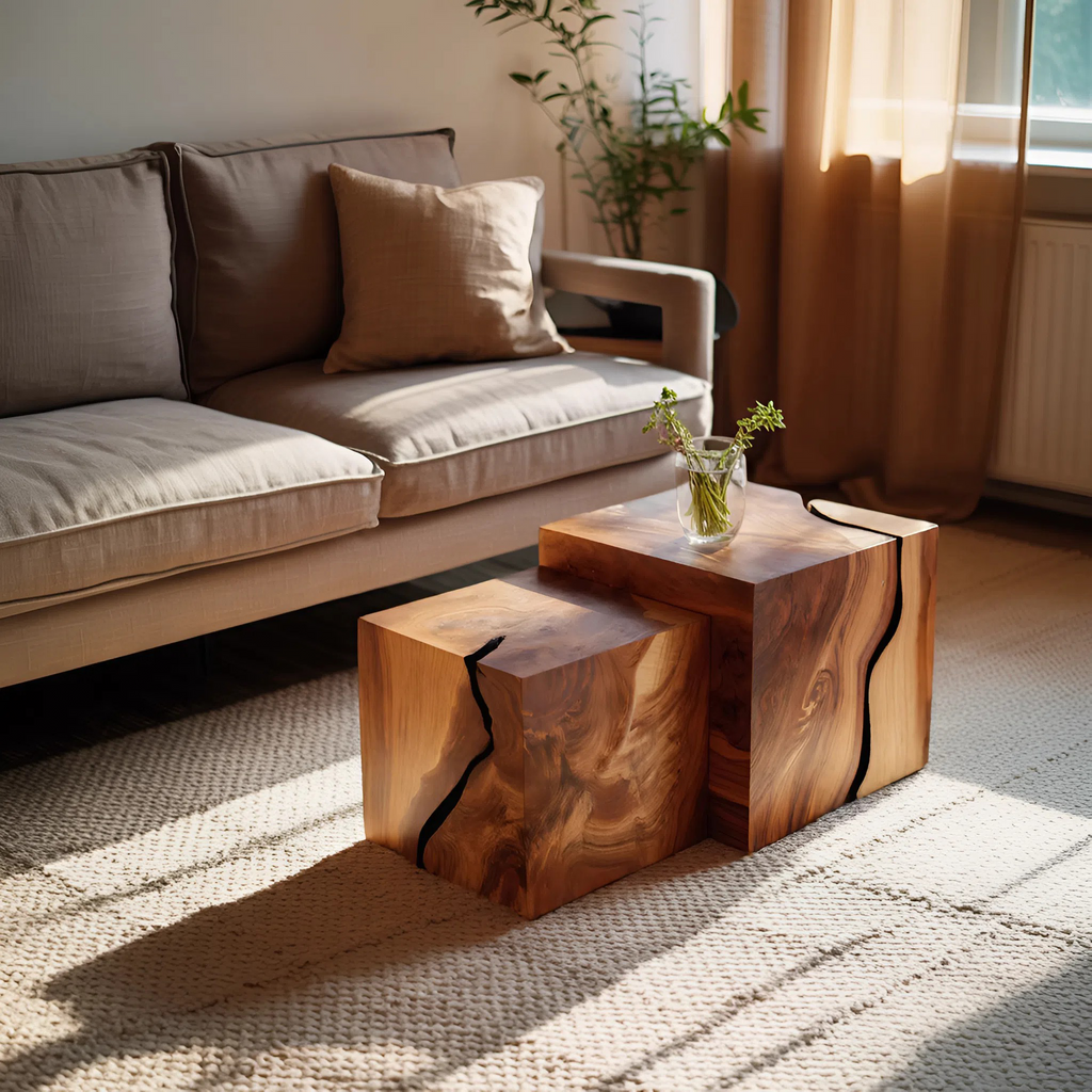 Farmhouse Solid Wood Square Coffee Table For Living Room