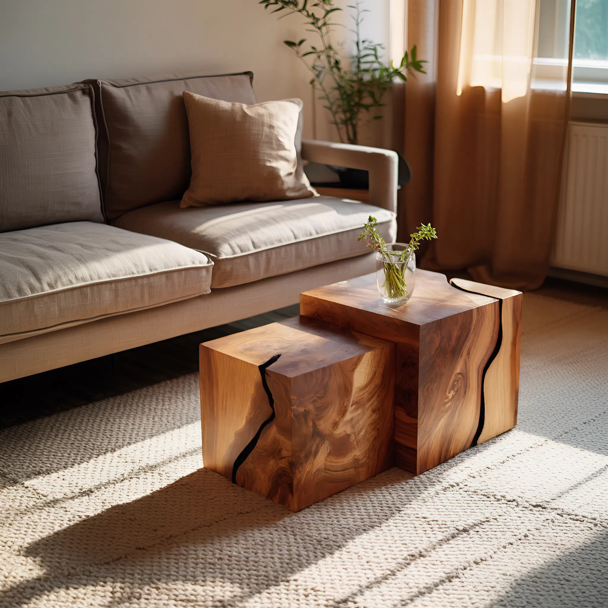 Farmhouse Solid Wood Square Coffee Table For Living Room