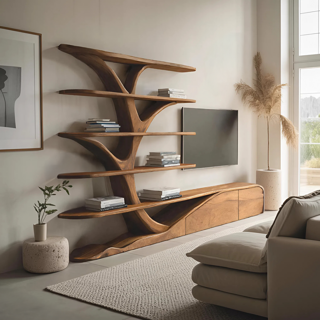 Modern Organic Tree Inspired Media Console For Living Room