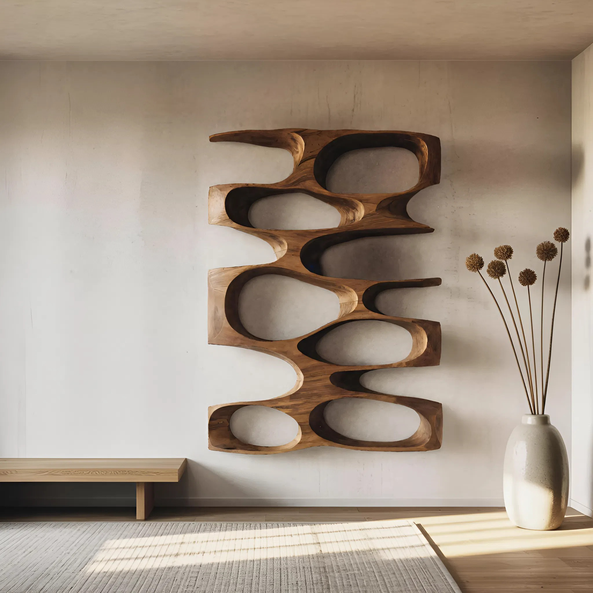 Minimalist Organic Void Form Bookshelf For Living Room