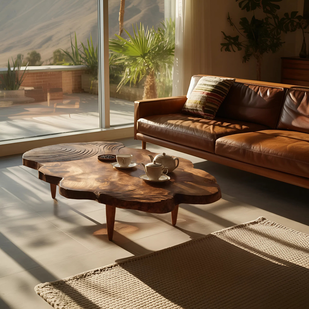 Farmhouse Solid Wood Abstract Coffee Table For Furniture Decor