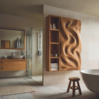 Hand-Carved Bathroom Cabinet Wave Door Design For Bathroom