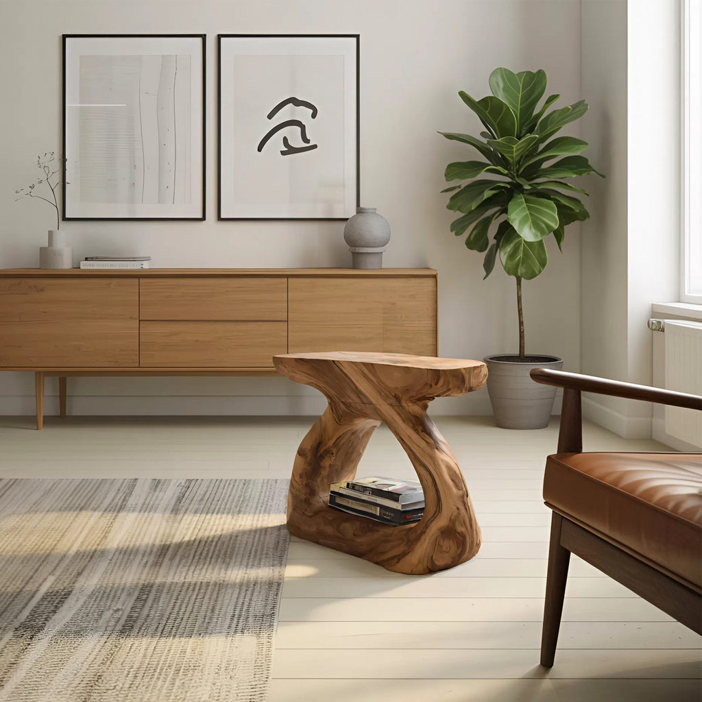 Minimalist Side Table With Storage Shelf For Living Room Decor