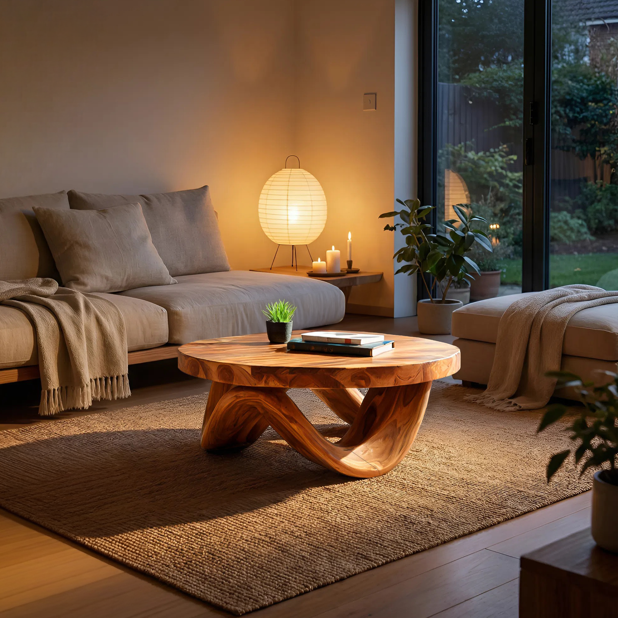 Modern Sculptural Coffee Table With Curved Base For Living