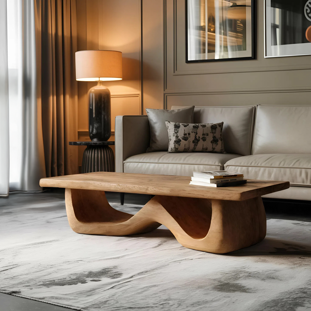 Artistic Sculptural Coffee Table Curved Base Design For Living