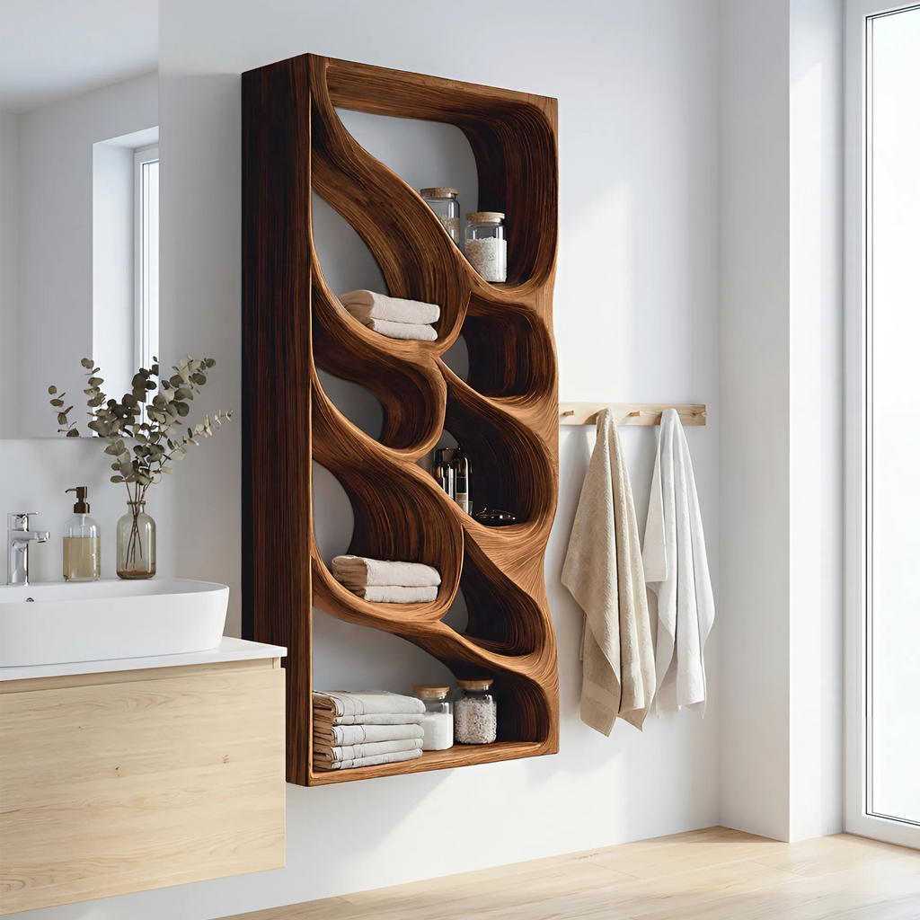 Organic Sculptural Wall Bathroom Shelf For Modern Bathroom