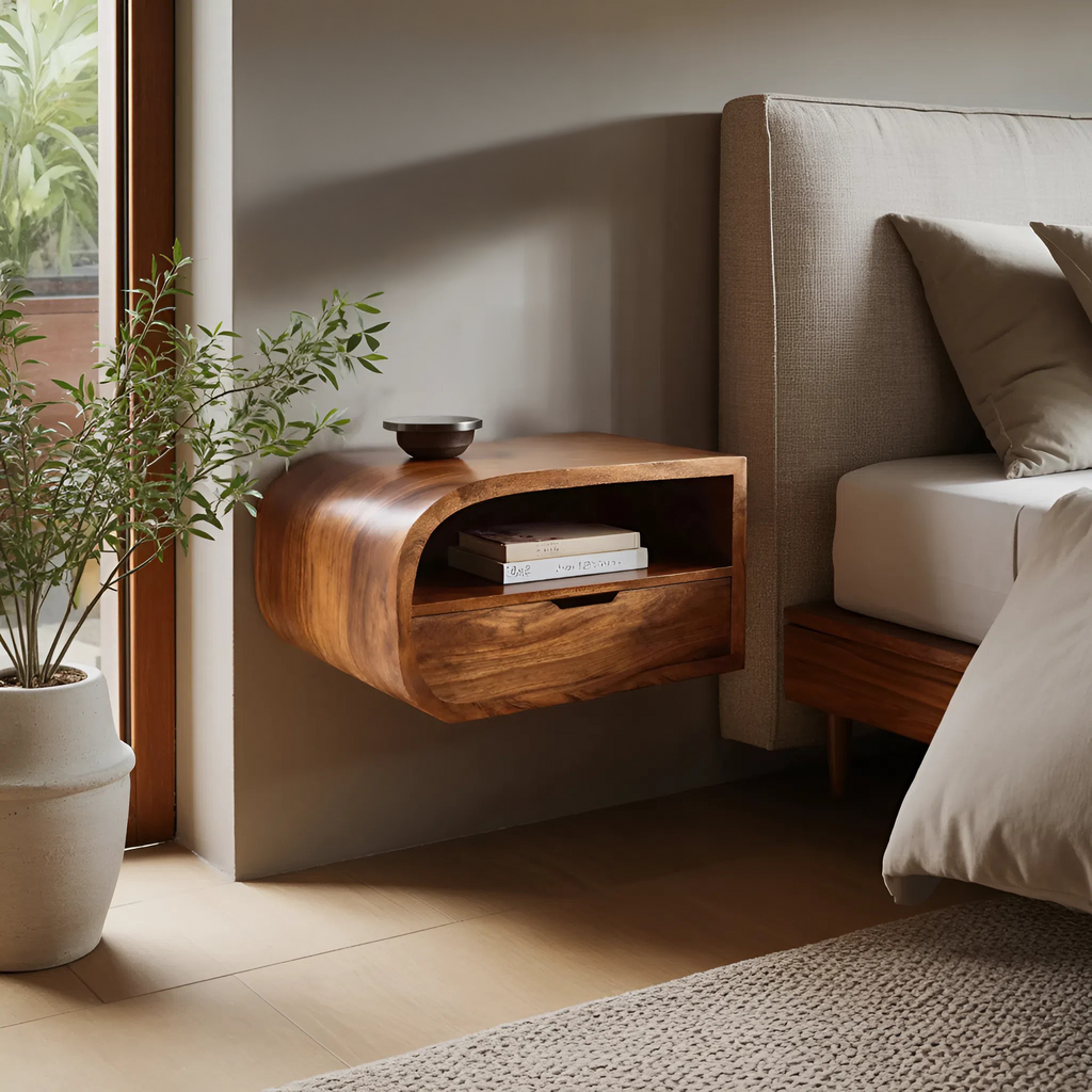 Minimalist Floating Nightstand With Storage For Bedroom