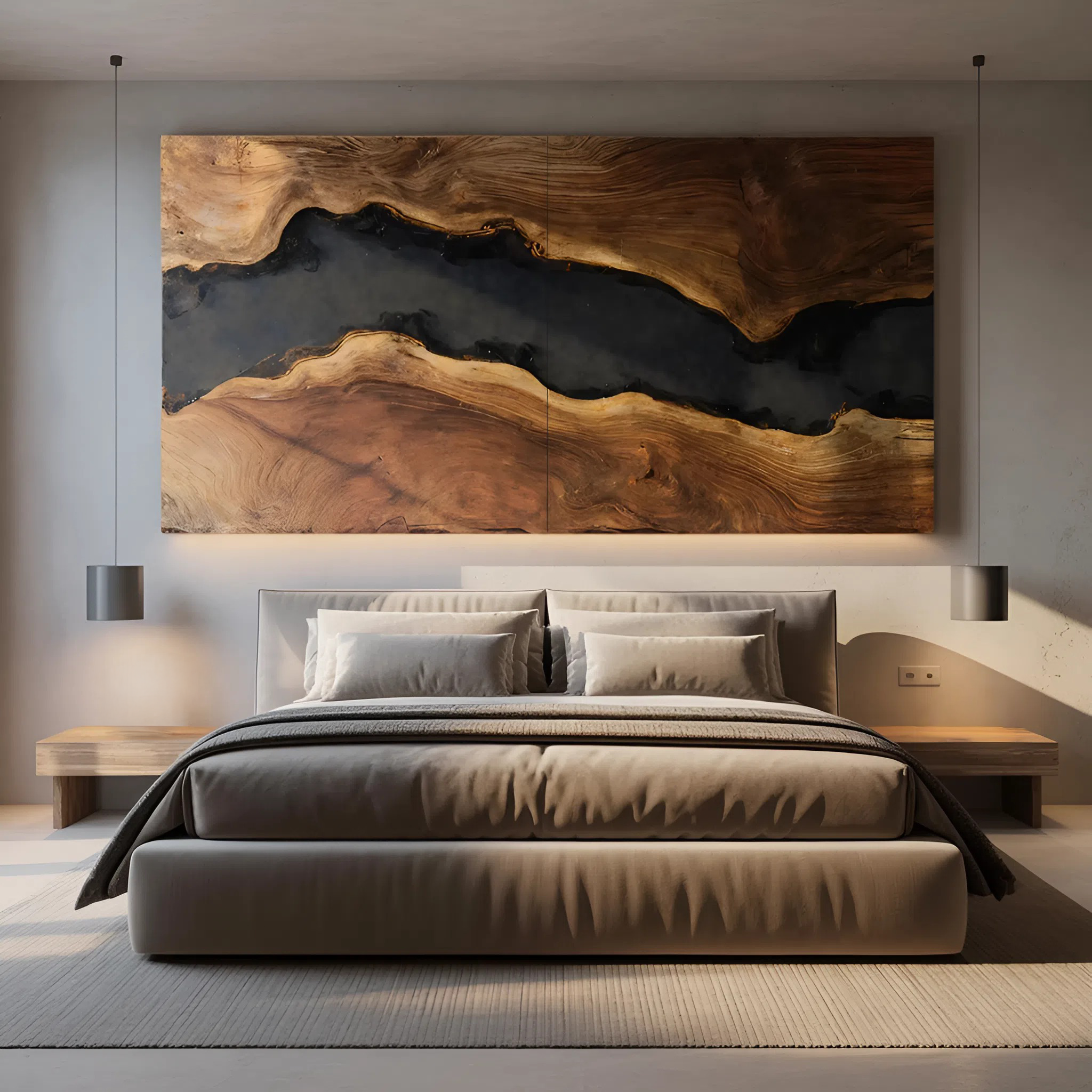 Modern Solid Wood Wall Sculpture For Bedroom Decor