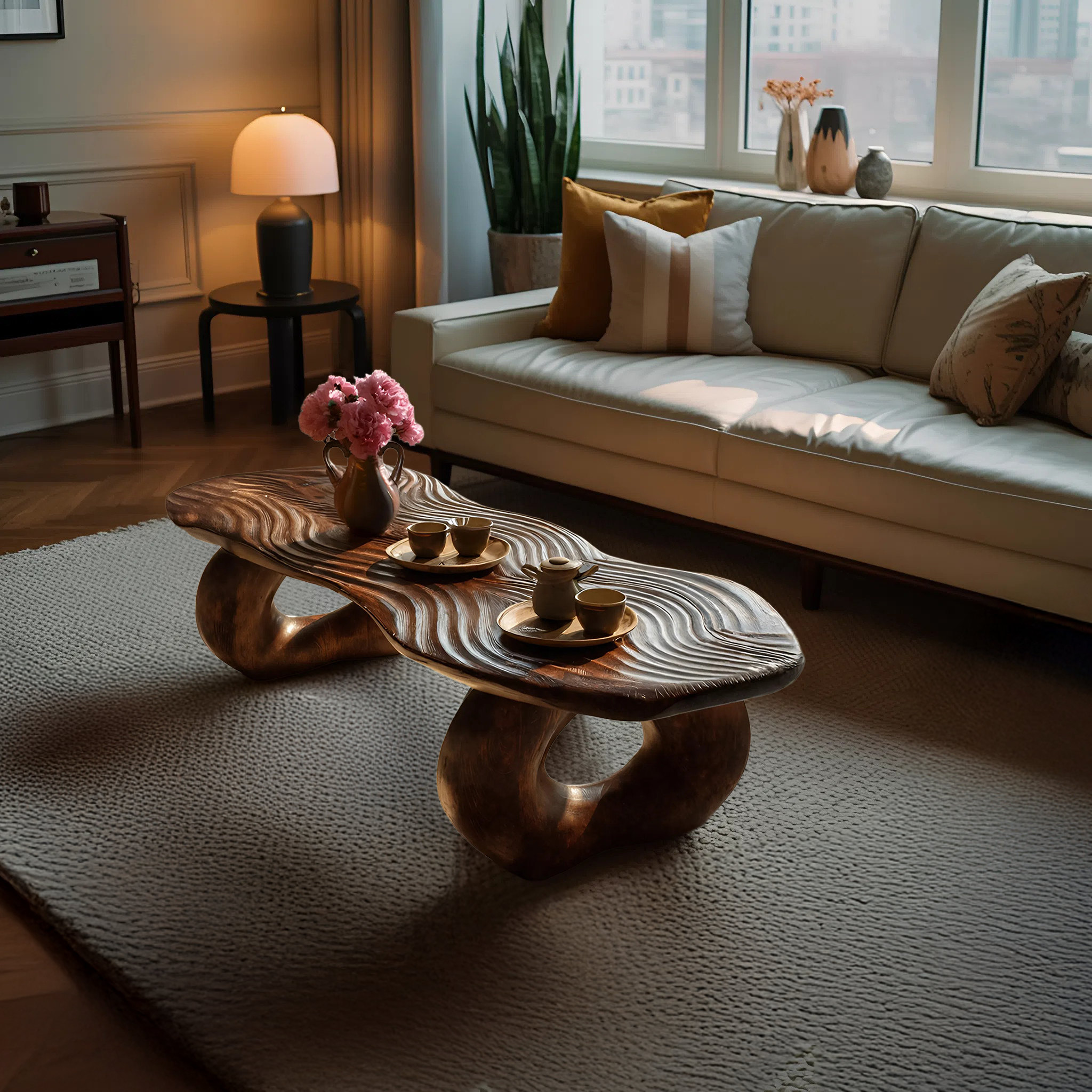 Handcrafted Live Edge Abstract Coffee Table For Living Room