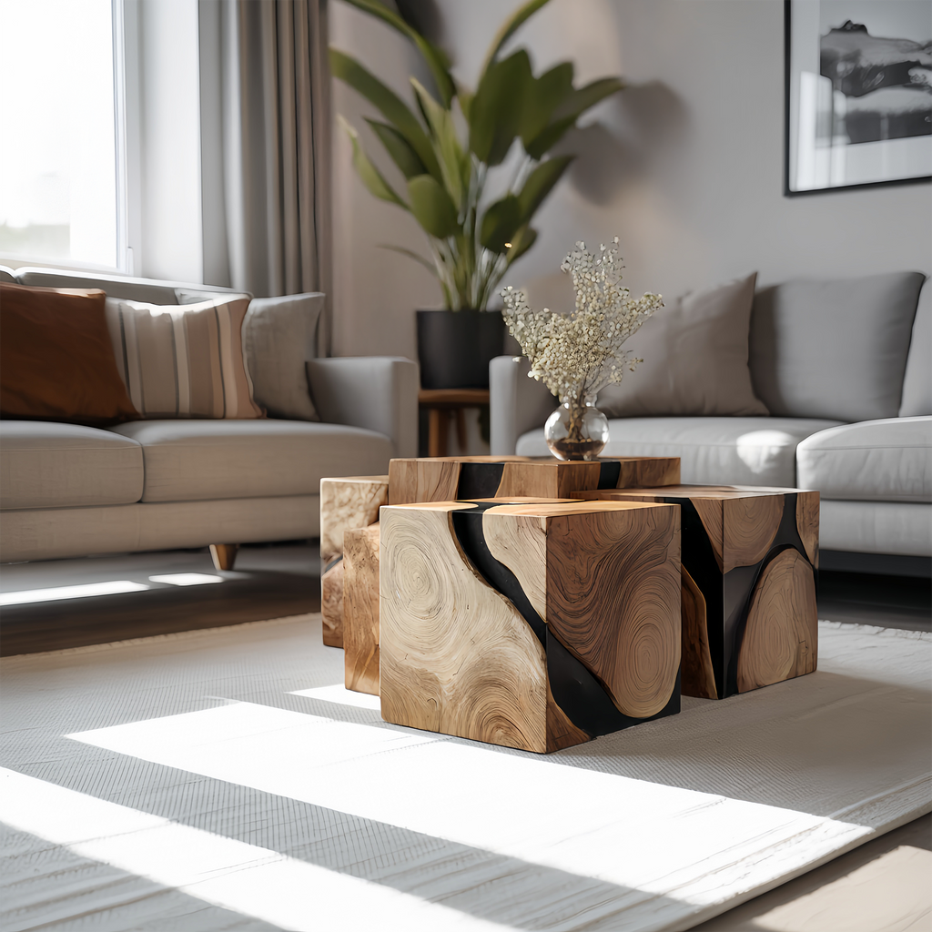 Mid Century Solid Wood Square Table For Living Room