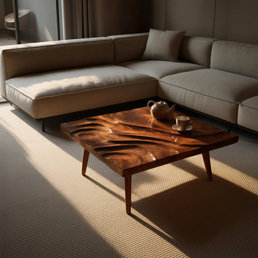 Modern Wooden Abstract Coffee Table For Living Room Decor