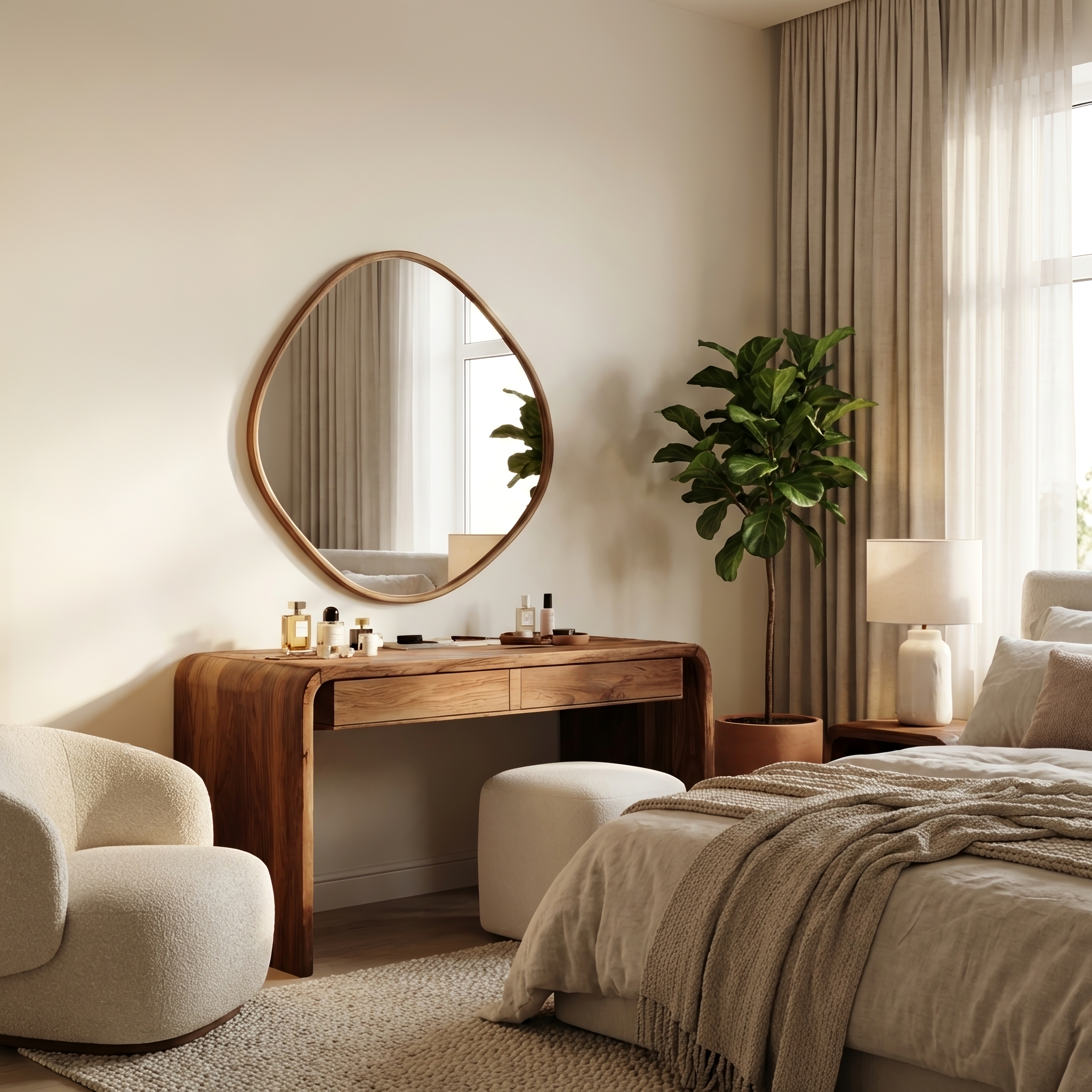 Modern Sculptural Vanity Table For Bedroom Interior