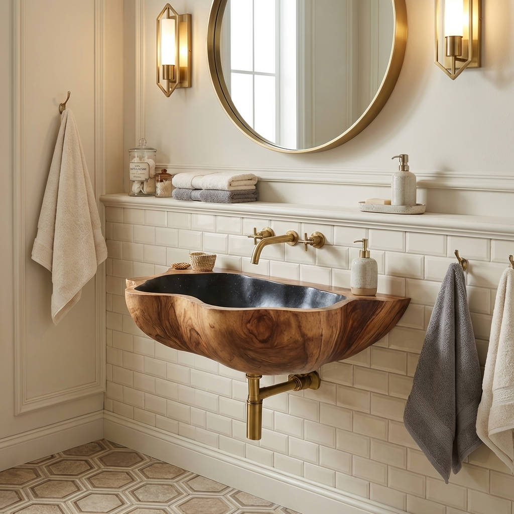 Mid Century Solid Wood Vanity Sink For Stylish Bathroom Decor