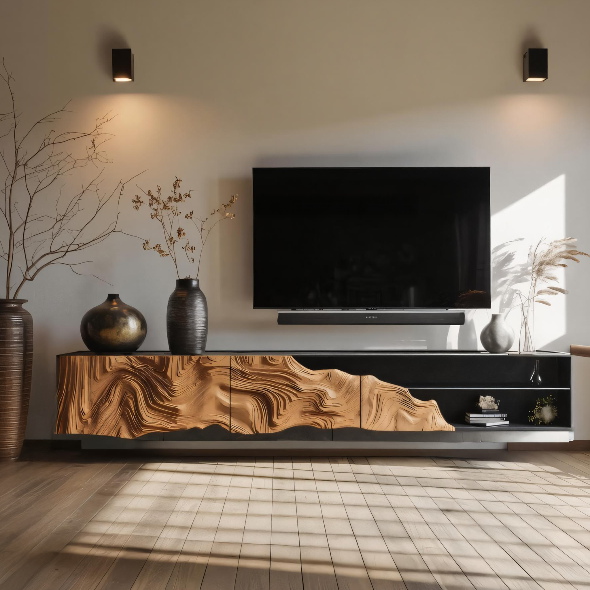 Handcrafted Rustic TV Stand For Entryway Setup