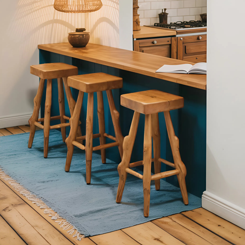 Rustic Handcrafted Bar Stools For Kitchen Or Patio Bar