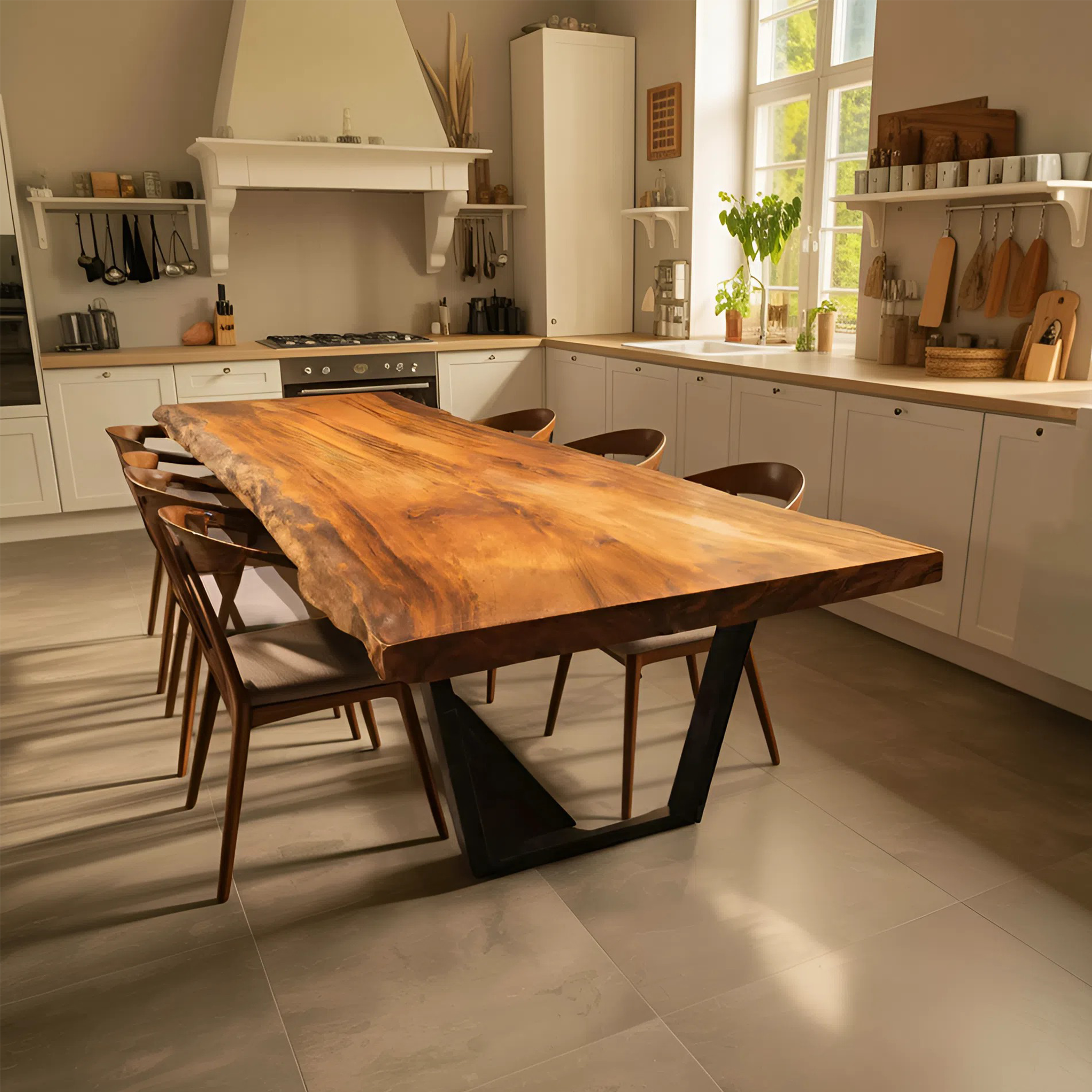 Kitchen Decor Modern Live Edge Dining Table Sleek Grain