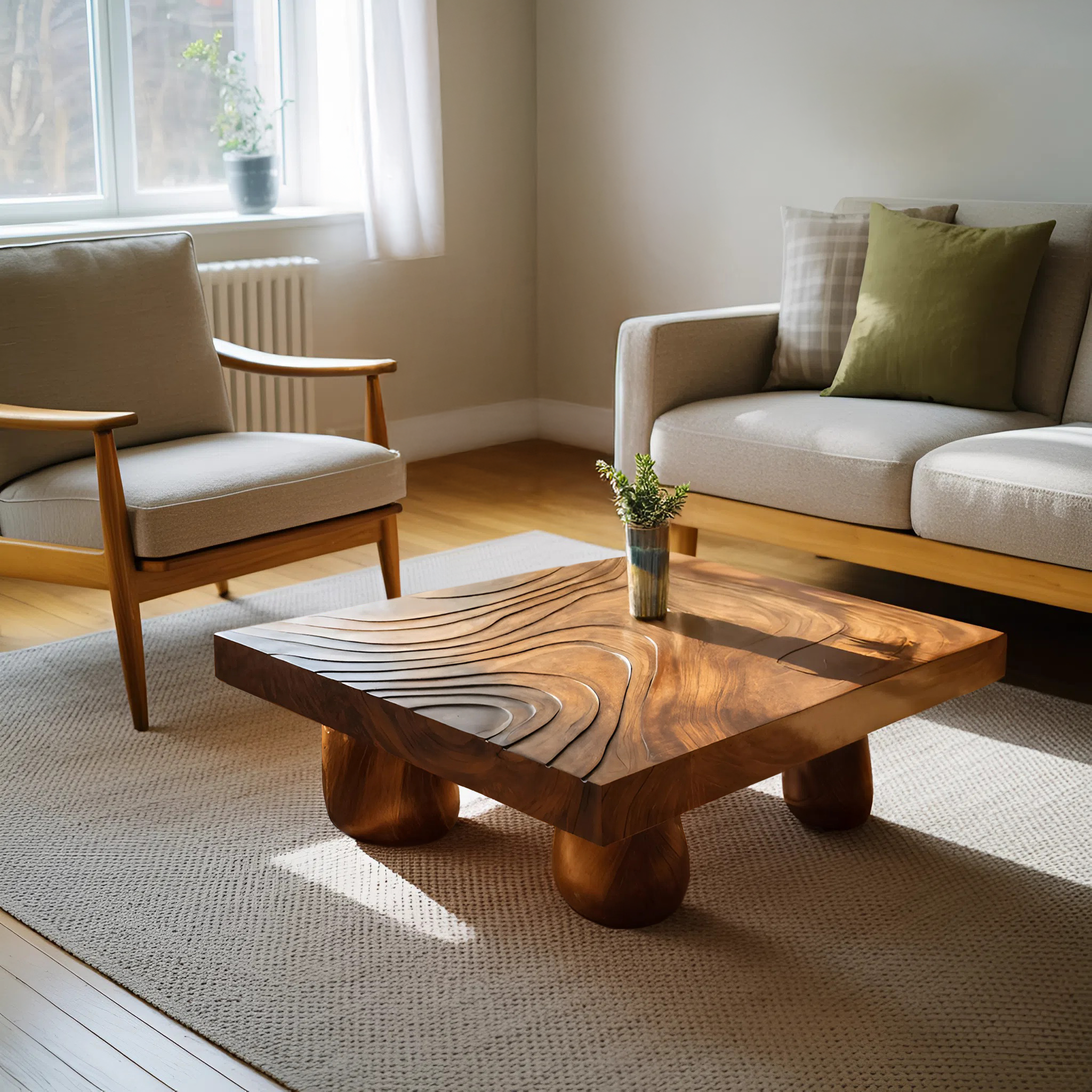 Farmhouse Wooden Live Edge Coffee Table For Entryway Design