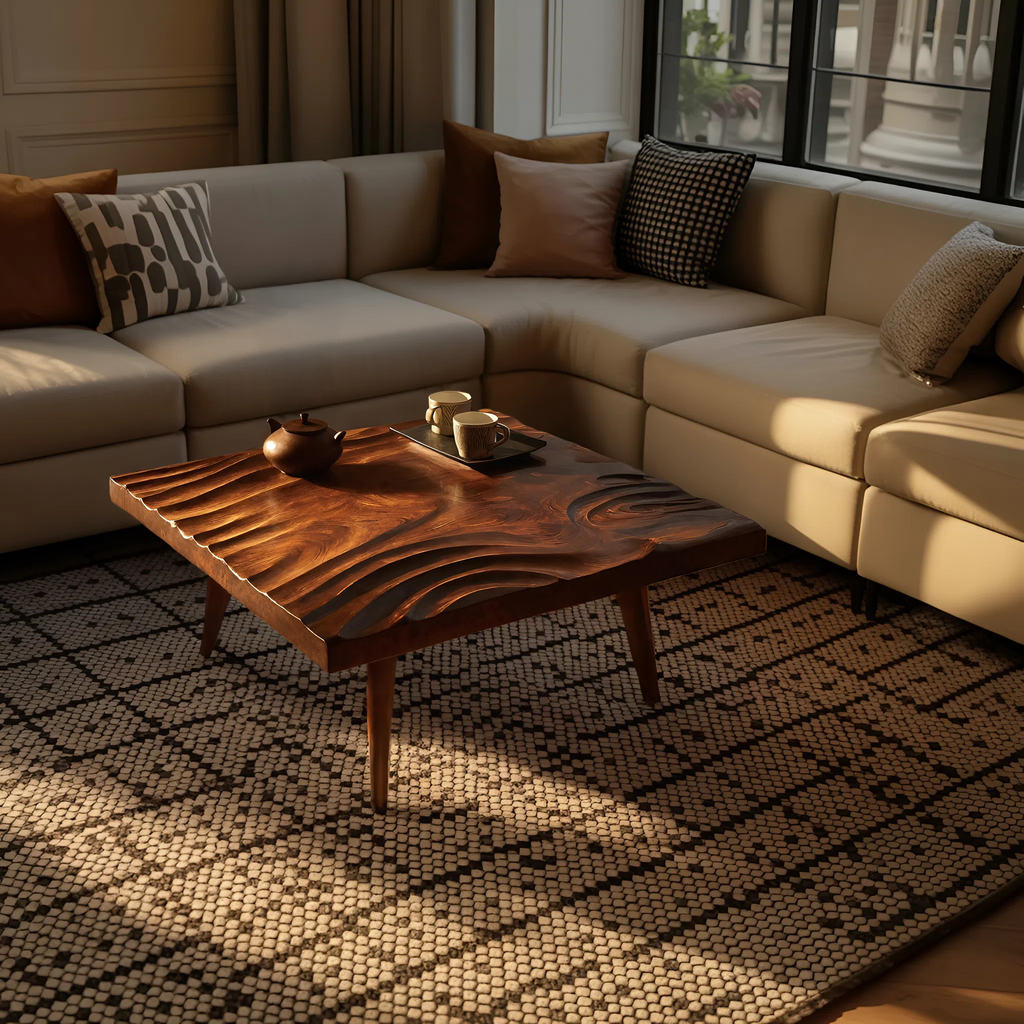 Handcrafted Irregular Solid Wood Coffee Table For Furniture Decor
