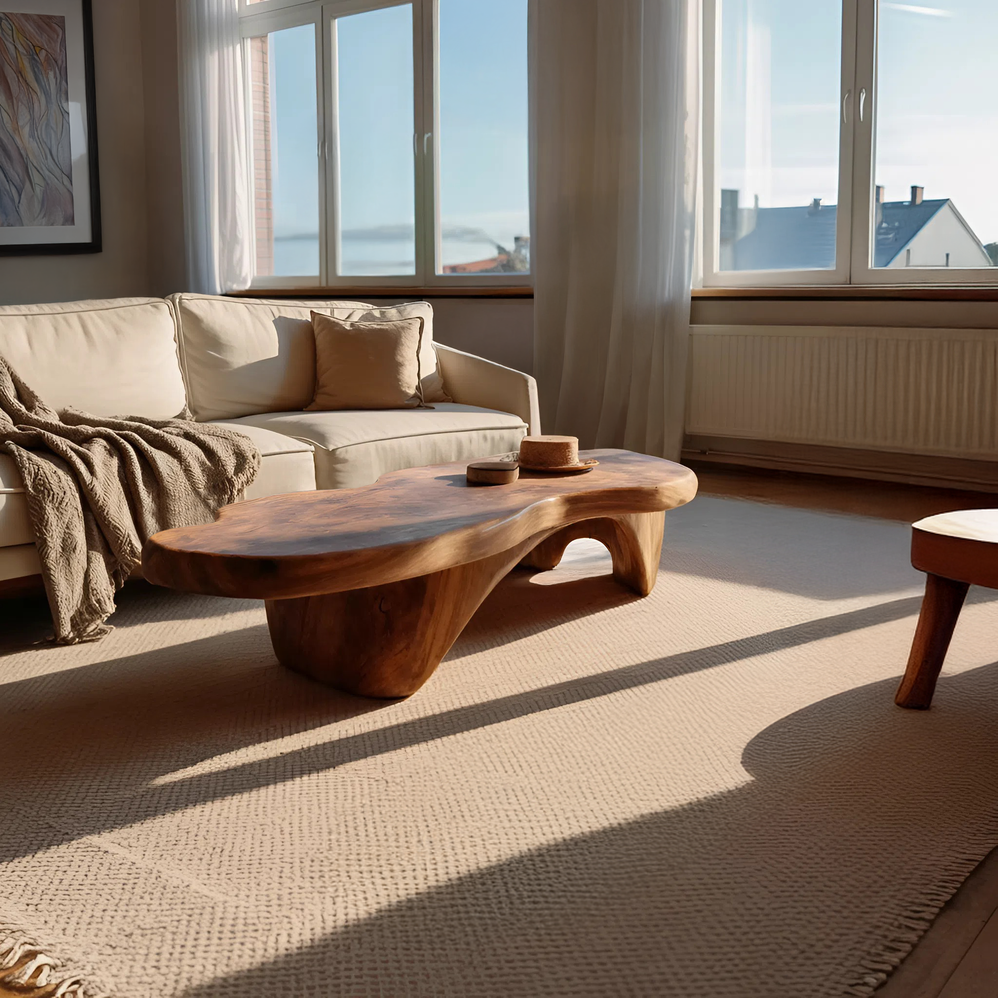 Rustic Handcrafted Wooden Live Edge Coffee Table For Entryway