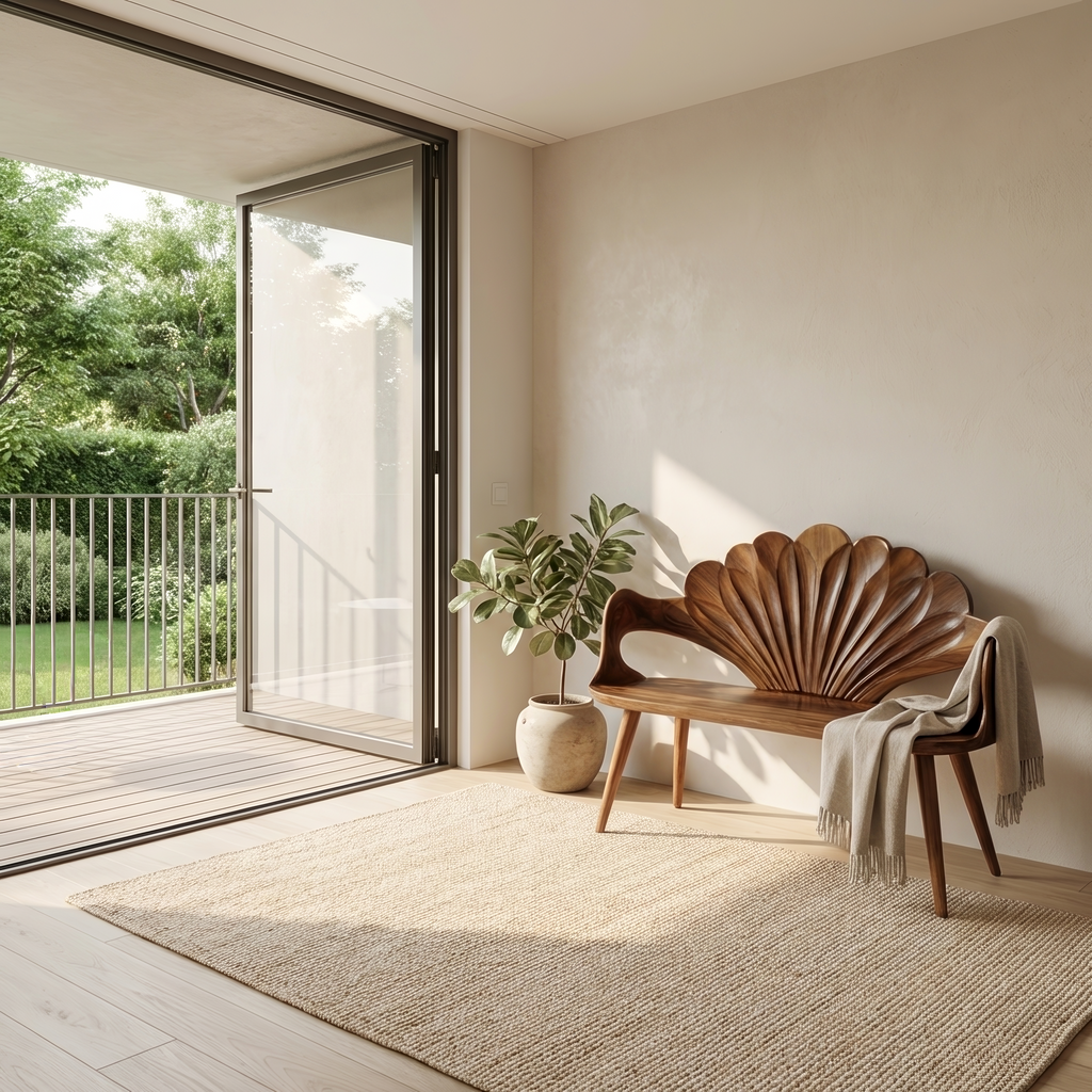 Rustic Natural Wood Bench For Entryway And Hallway