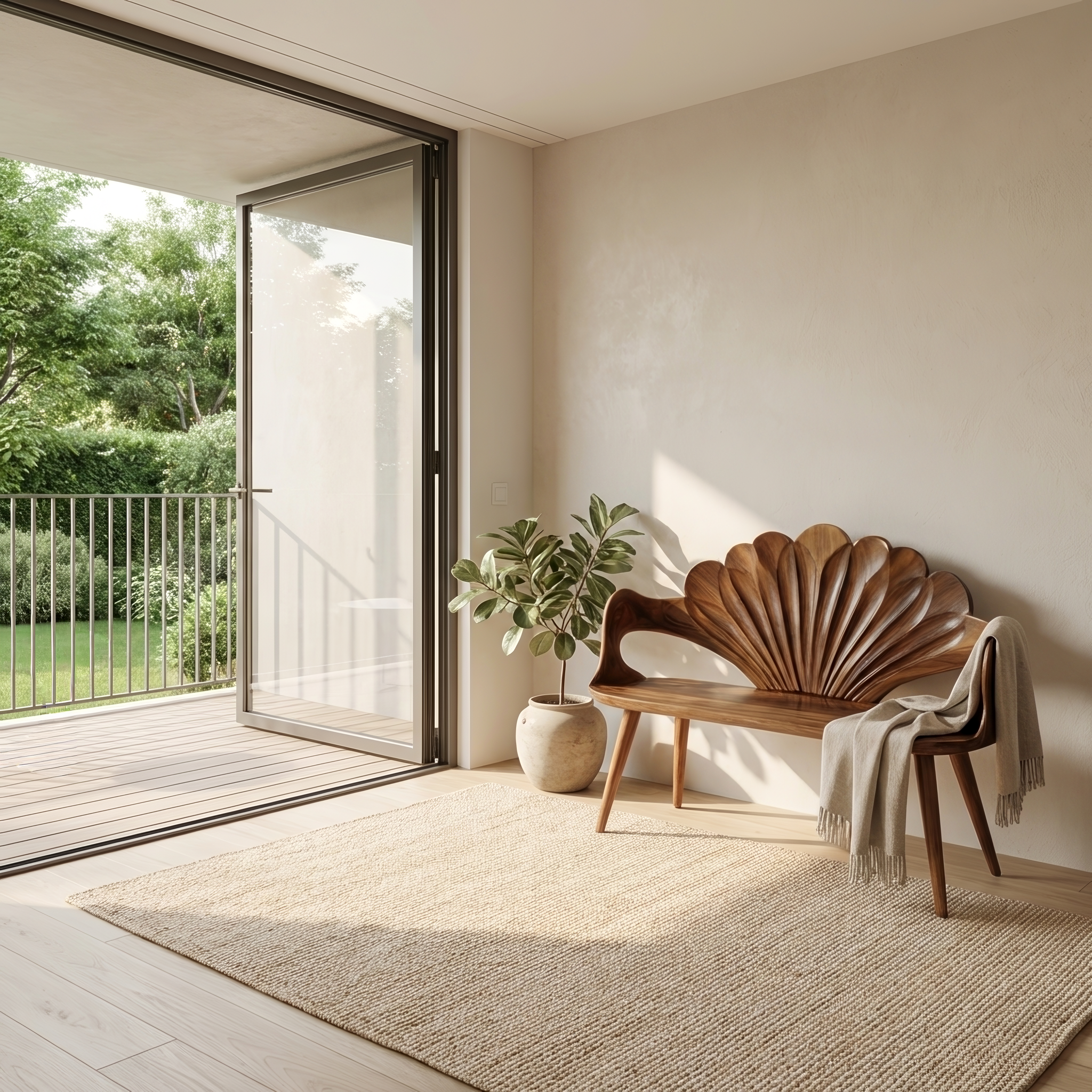 Rustic Natural Wood Bench For Entryway And Hallway