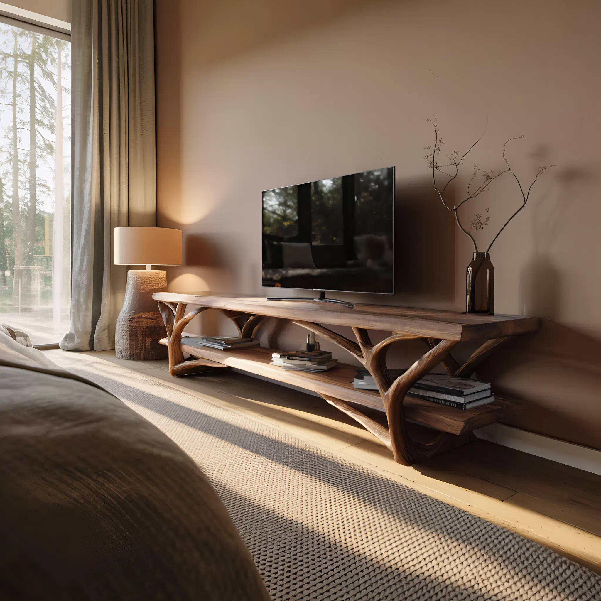 Farmhouse Solid Wood TV Console For Bedroom Furniture Design