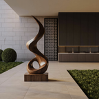 Mid Century Abstract Wooden Sculpture For Outdoor Garden