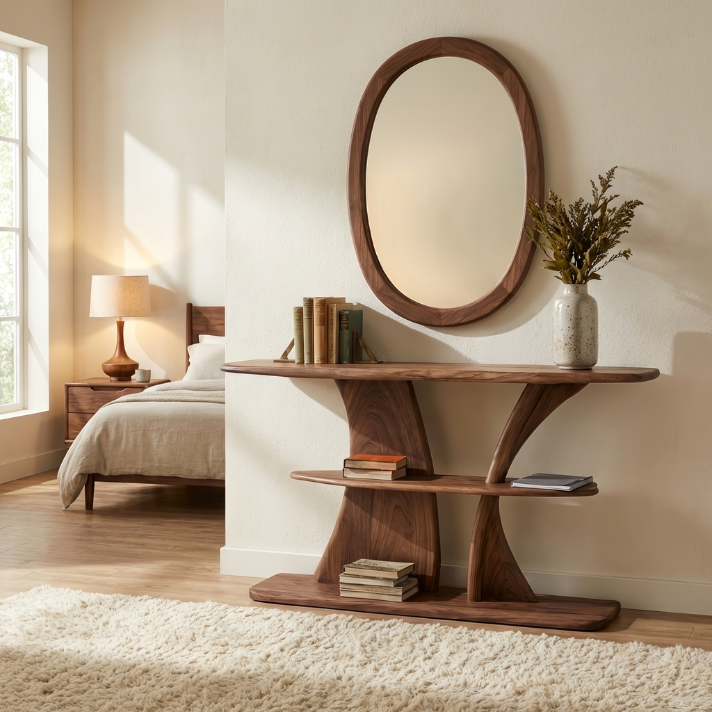 Farmhouse Solid Wood Console Table For Entryway Design And Storage