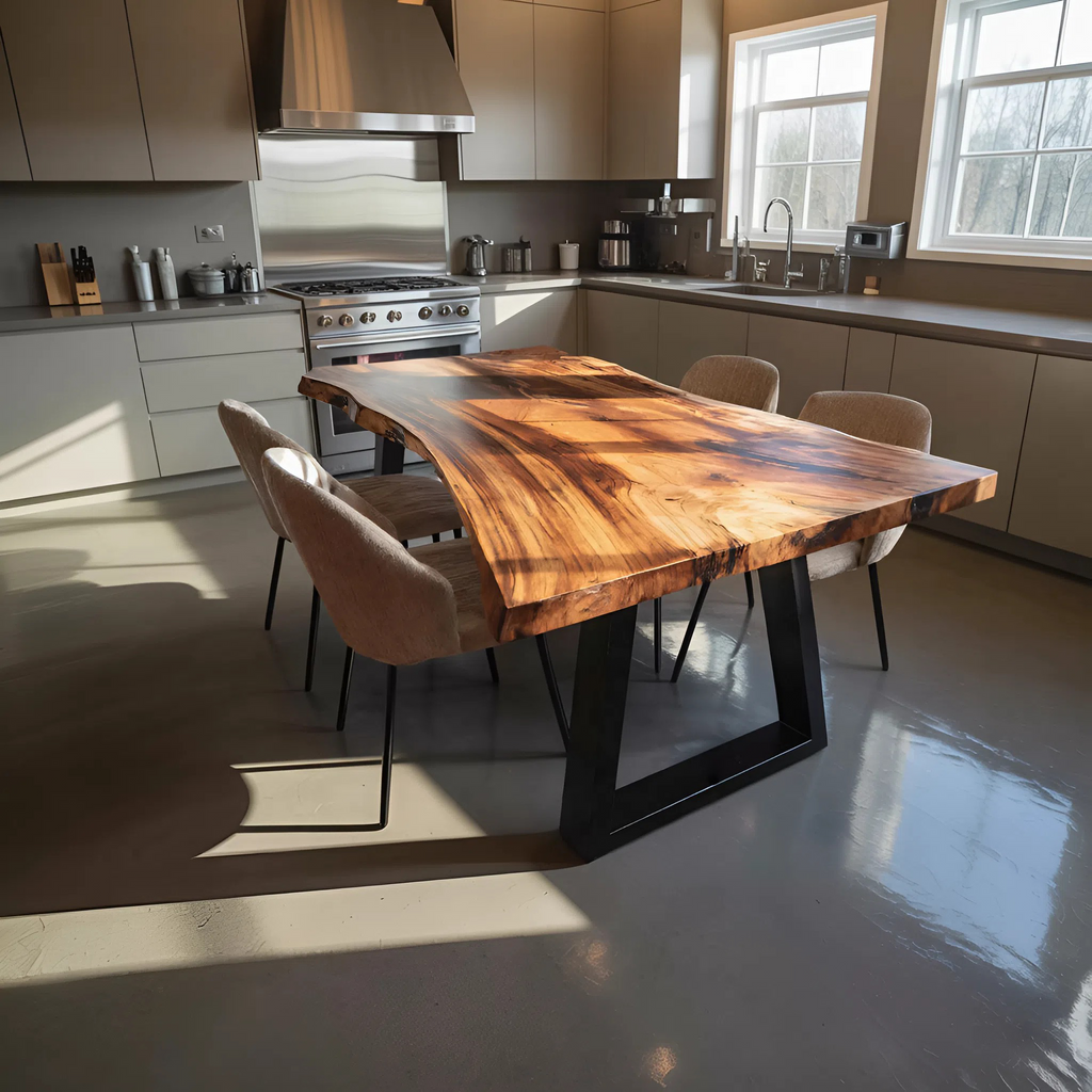 Kitchen Decor Handcrafted Solid Wood Dining Table Natural