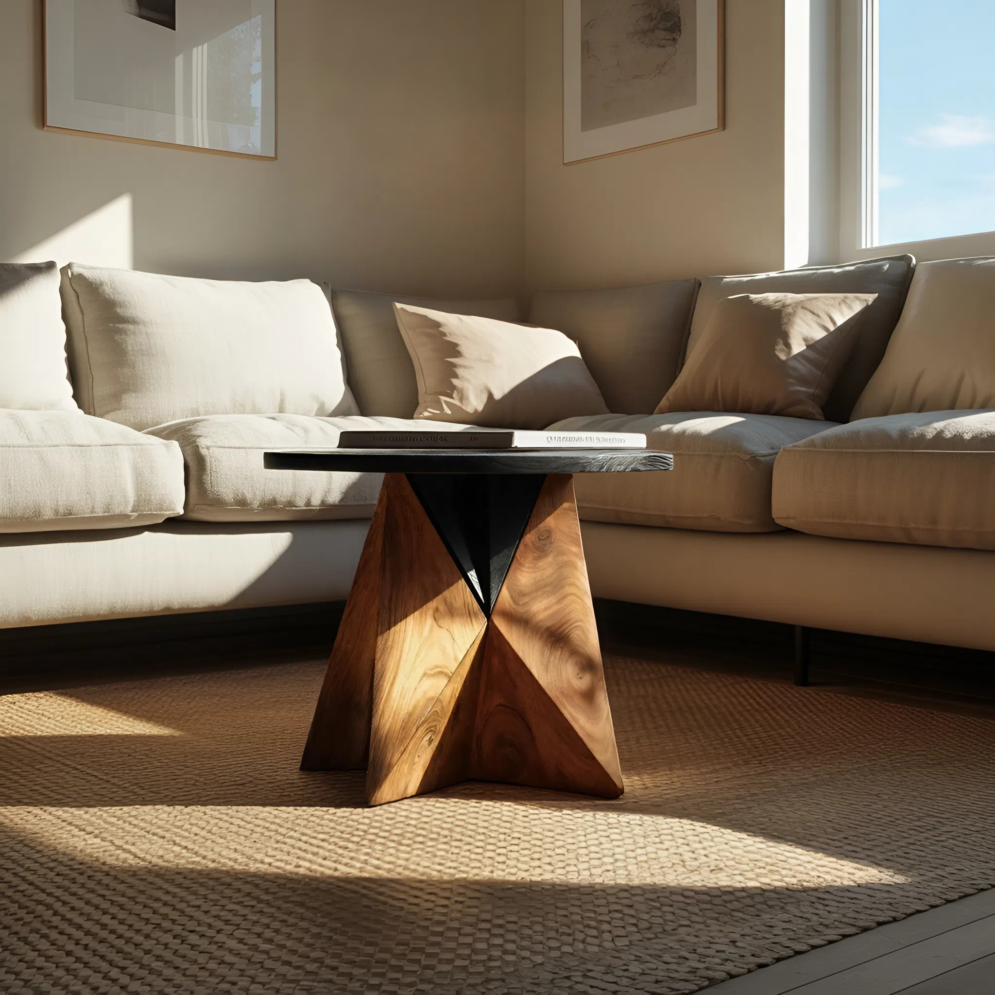 Mid Century Solid Wood End Table For Sofa Living Room