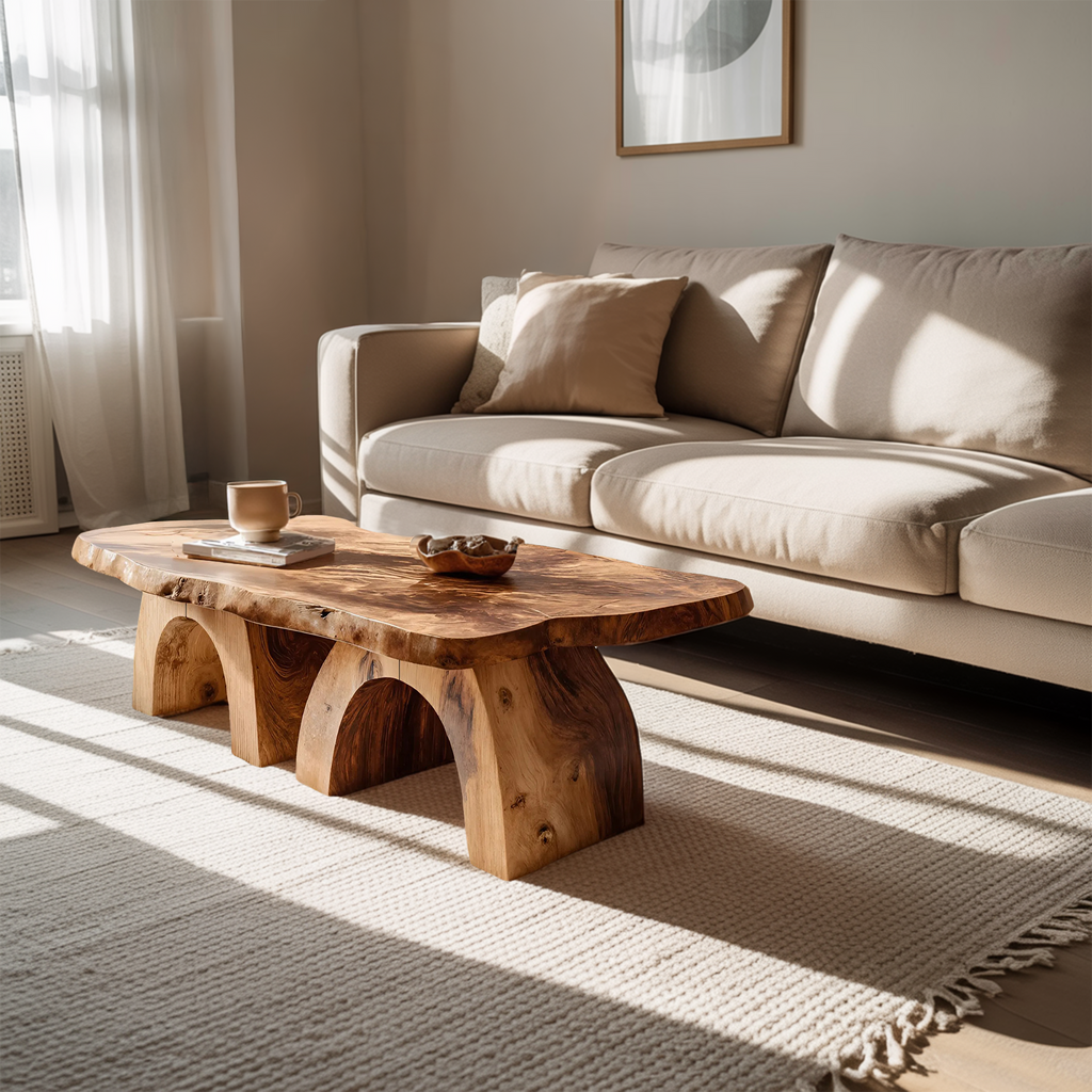 Farmhouse Handcrafted Wooden Live Edge Coffee Table For Decor