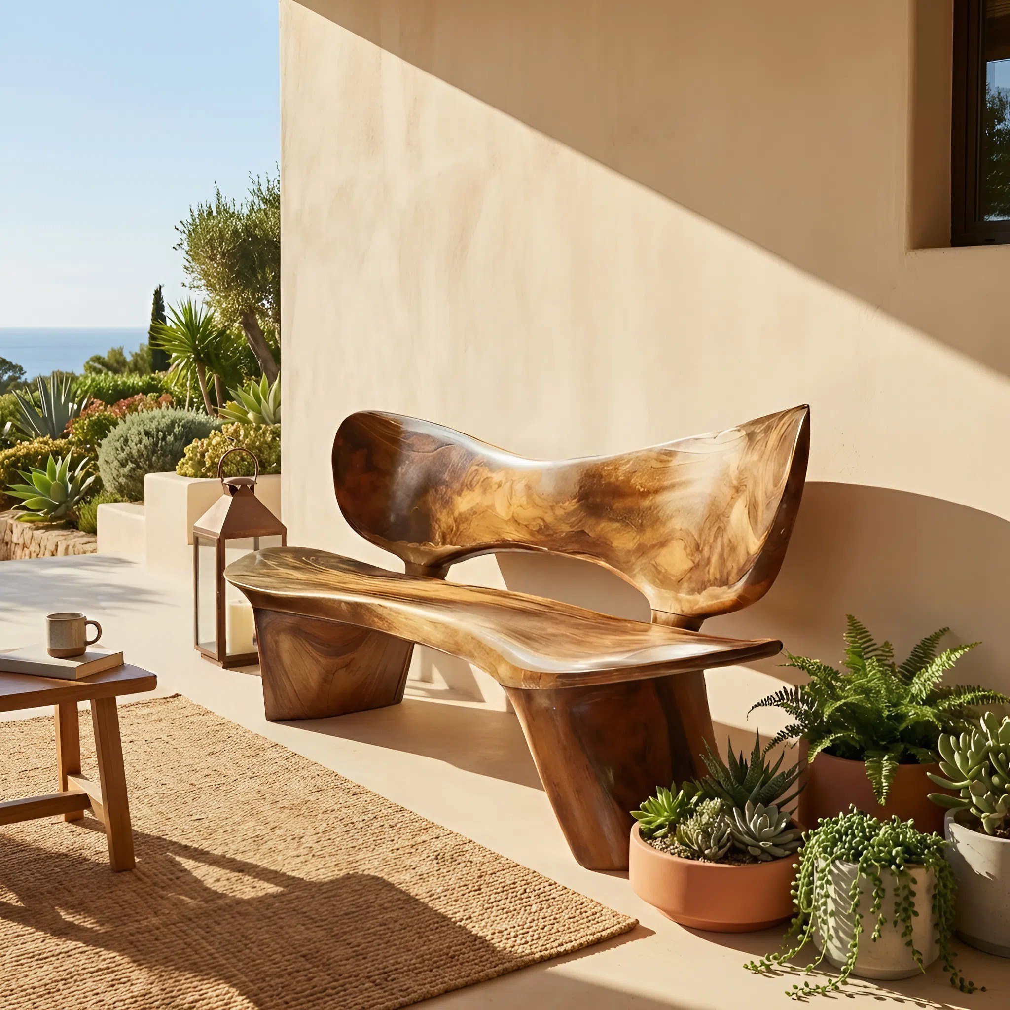 Handcrafted Outdoor Wooden Bench For Serene Garden Corners