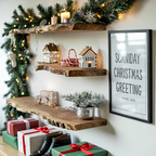 Mid Century Wooden Floating Shelf For Christmas Living Room Decor