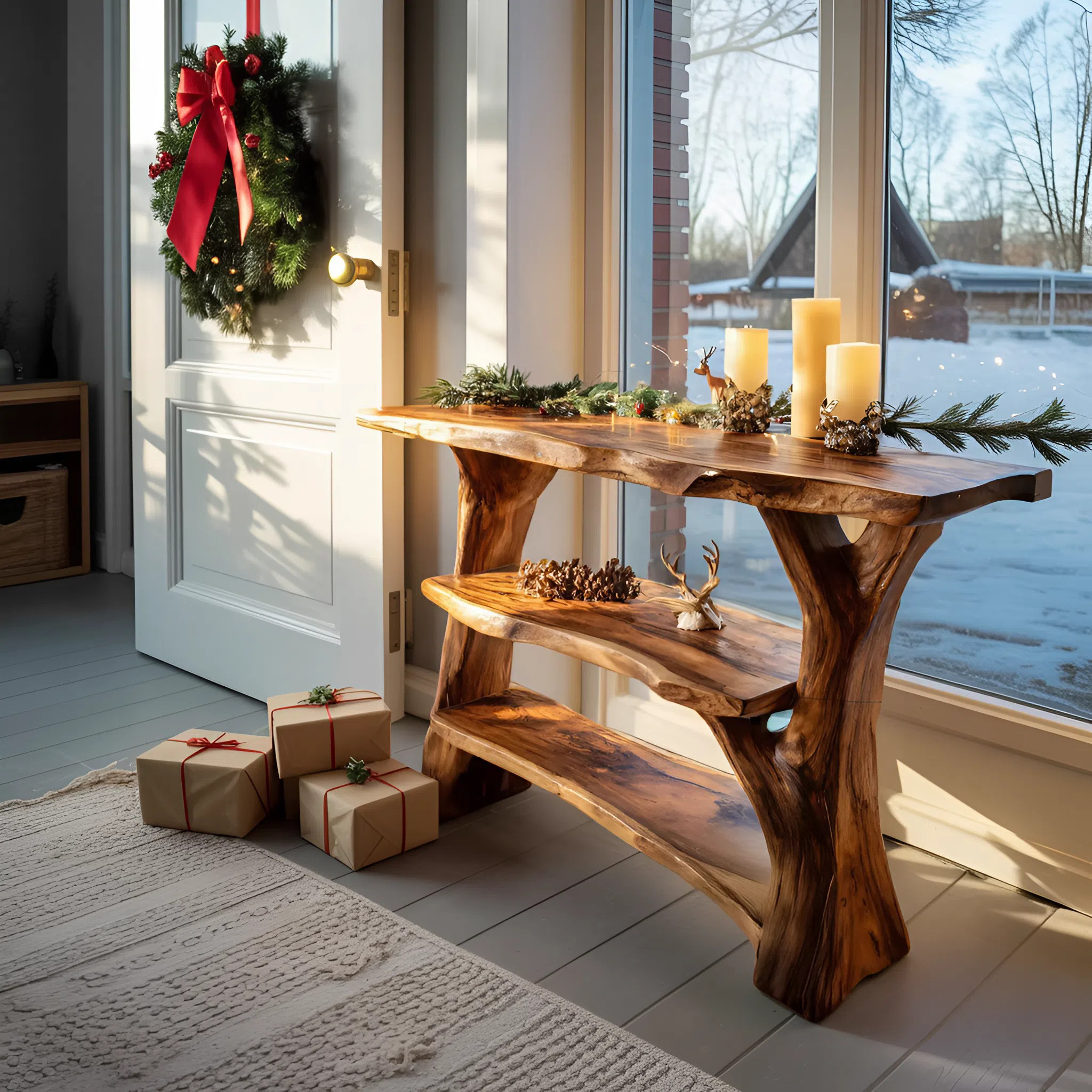 Handcrafted Live Edge Entryway Table For Christmas Bedroom Furniture Decor