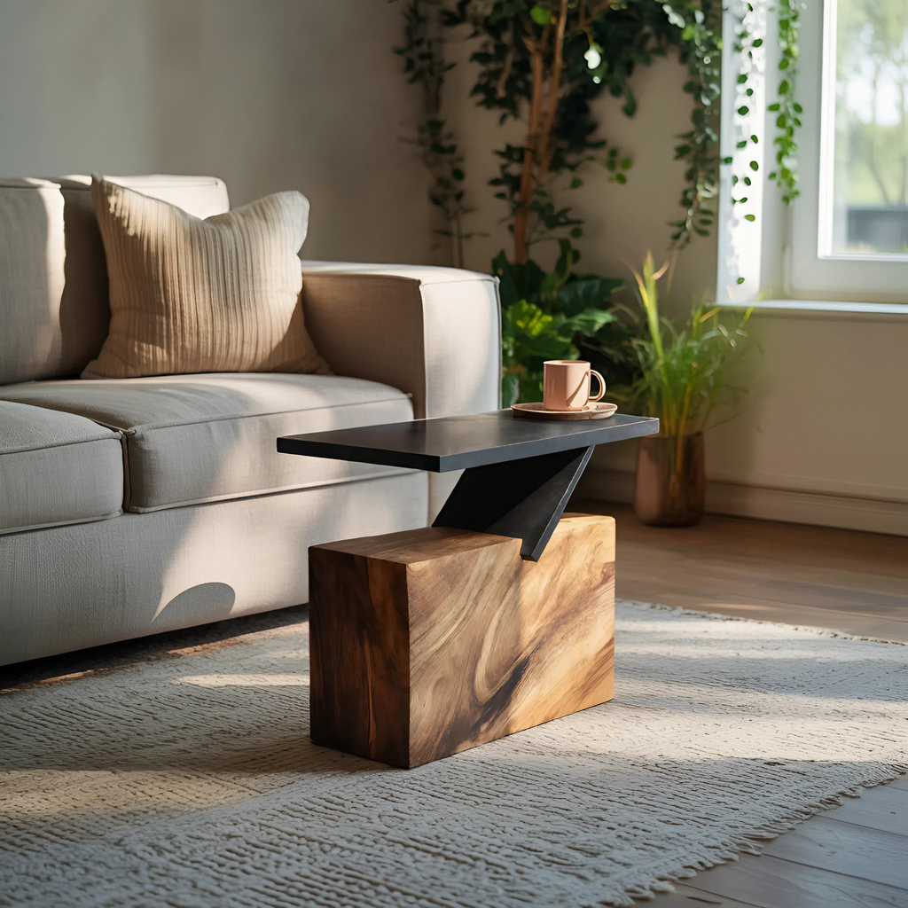 Mid Century Wooden Side Table For Living Room Accent Decor