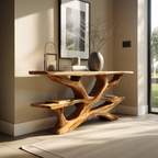Mid Century Wooden Live Edge Console Table For Luxury Bedroom Decor