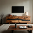 Handcrafted Live Edge TV Cabinet For Furniture Decor