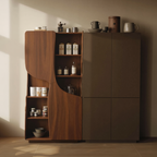 Modern Sculptural Cabinet With Curved Doors For Kitchen And Living Room