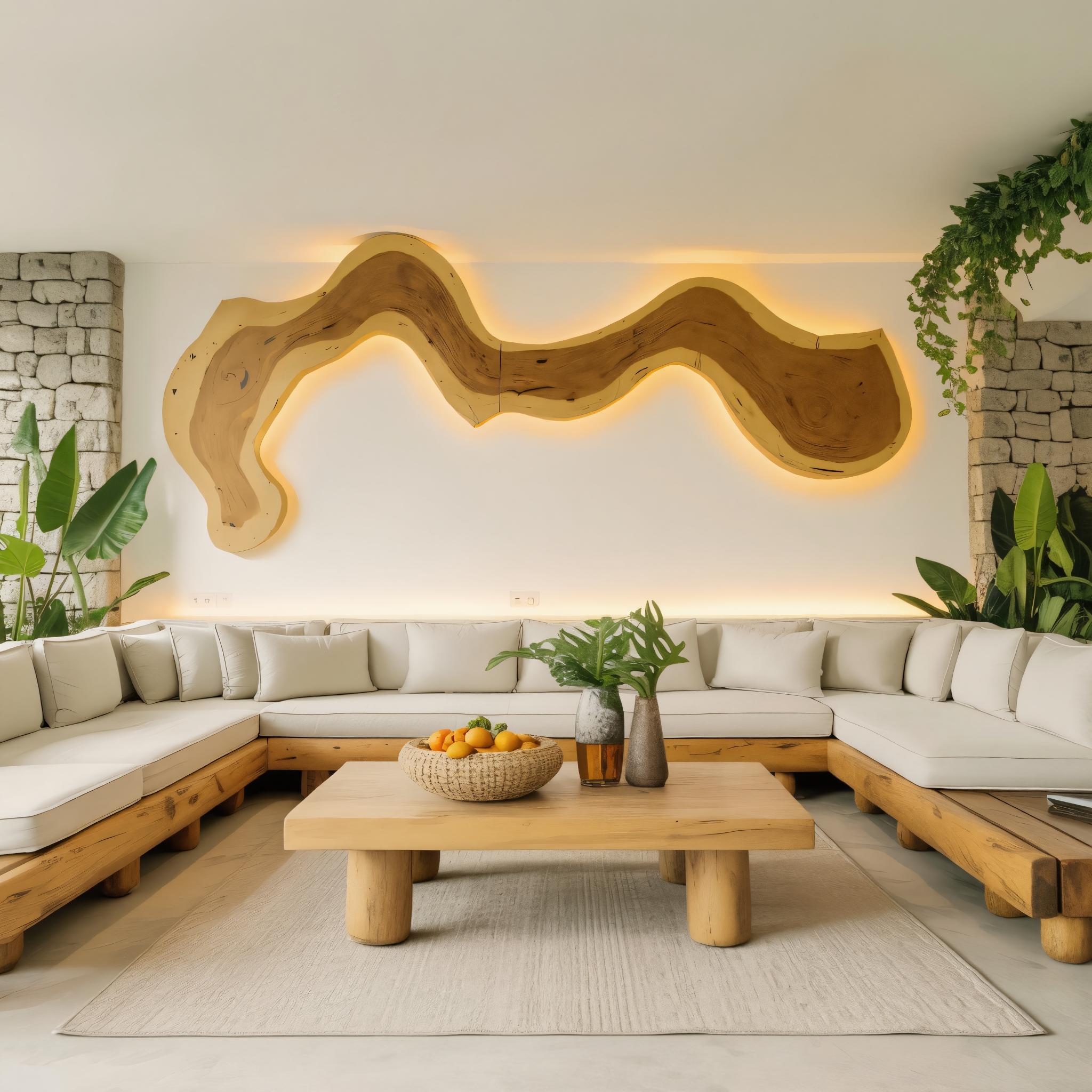 Rustic Sculptural Wall Art For Living Room Above TV