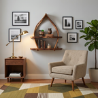 Mid Century Curved Wood Wall Shelf For Furniture Decor