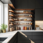 Rustic Style Kitchen Cabinet With Handmade Spice Storage