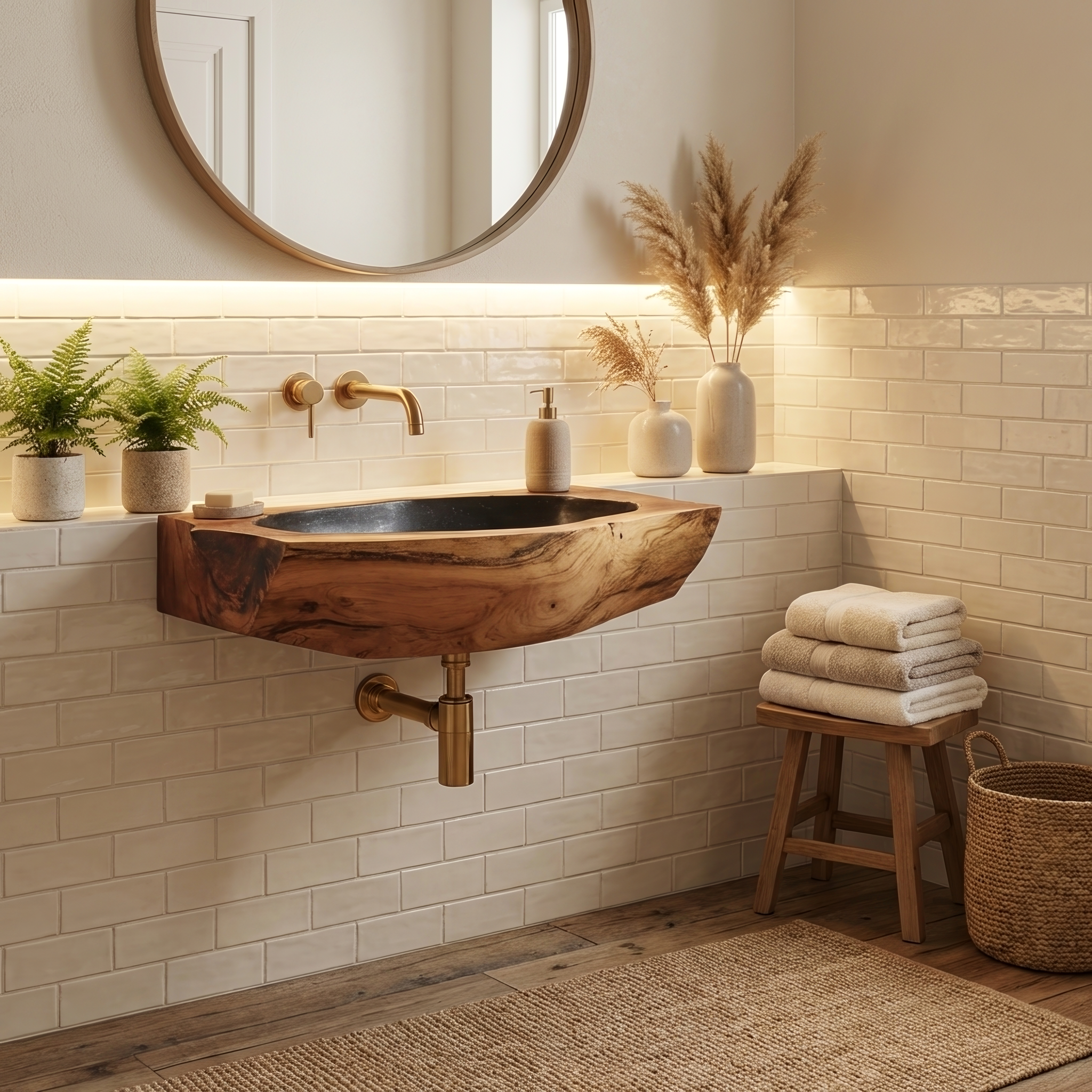 Farmhouse Solid Wood Vanity Sink For Timeless Bathroom Furniture Decor