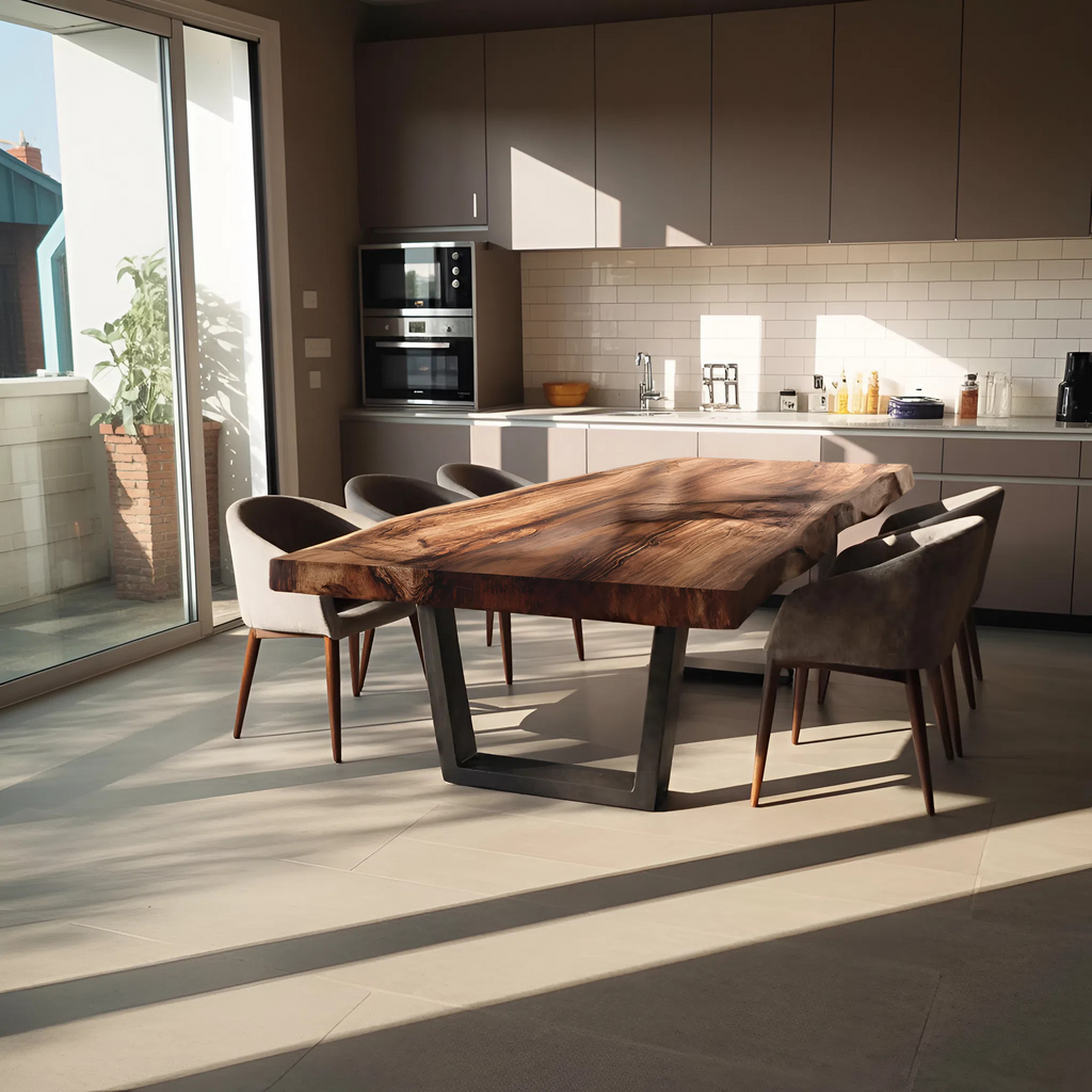 Furniture Decor Farmhouse Wooden Live Edge Dining Table Cozy